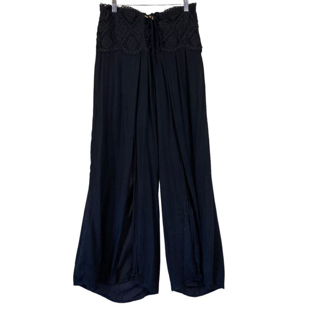 Hummingbird Wide Leg Split Thigh Palazzo Pants